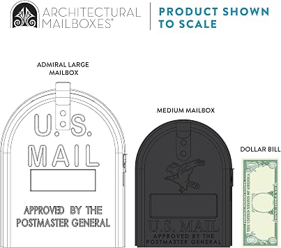 Architectural Mailboxes AdmiralTM Rust-Proof Aluminum Metal Post Mounted Mail Box for Outside, White, Large Curbside Mailbox, USPS Approved for Residential Delivery
