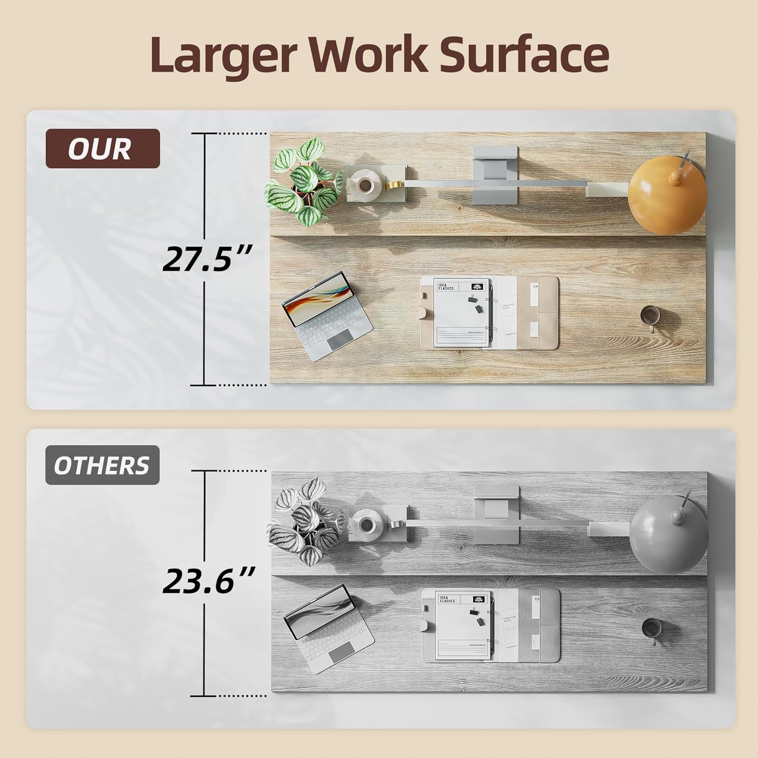 TIQLAB Standing Desk with Two Drawers, Stand Up Standing Desk Adjustable Height, Electric Sit Stand Table with Storage Shelf and Splice Board, with LED Light, 47 * 28 inch, Maple 47*28 inch with keyboard tray Maple