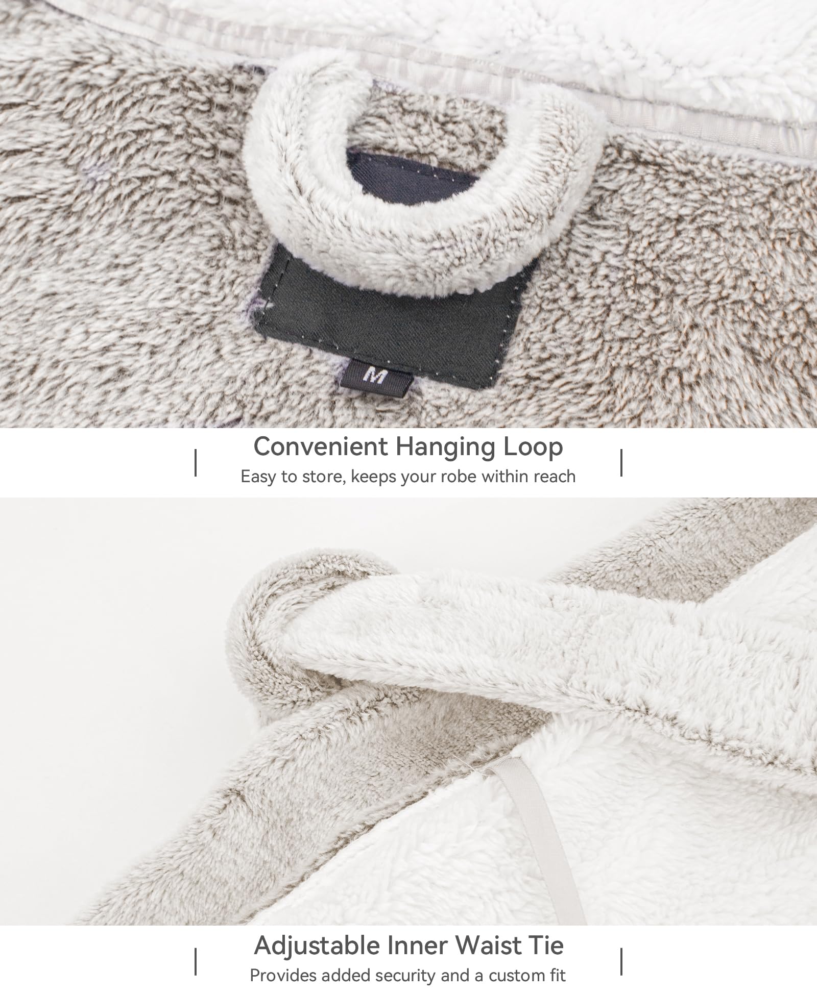 Istylish Plush Robes for Women - Womens Fleece Robes with Hood Long Cozy Bathrobe Soft and Warm Robe: Medium Shimmer Beige