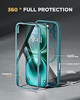 Vista 164 de Miracase Funda magnética para iPhone 14 de 6.1 pulgadas, protector de pantalla de vidrio templado integrado + protector de lente, compatible