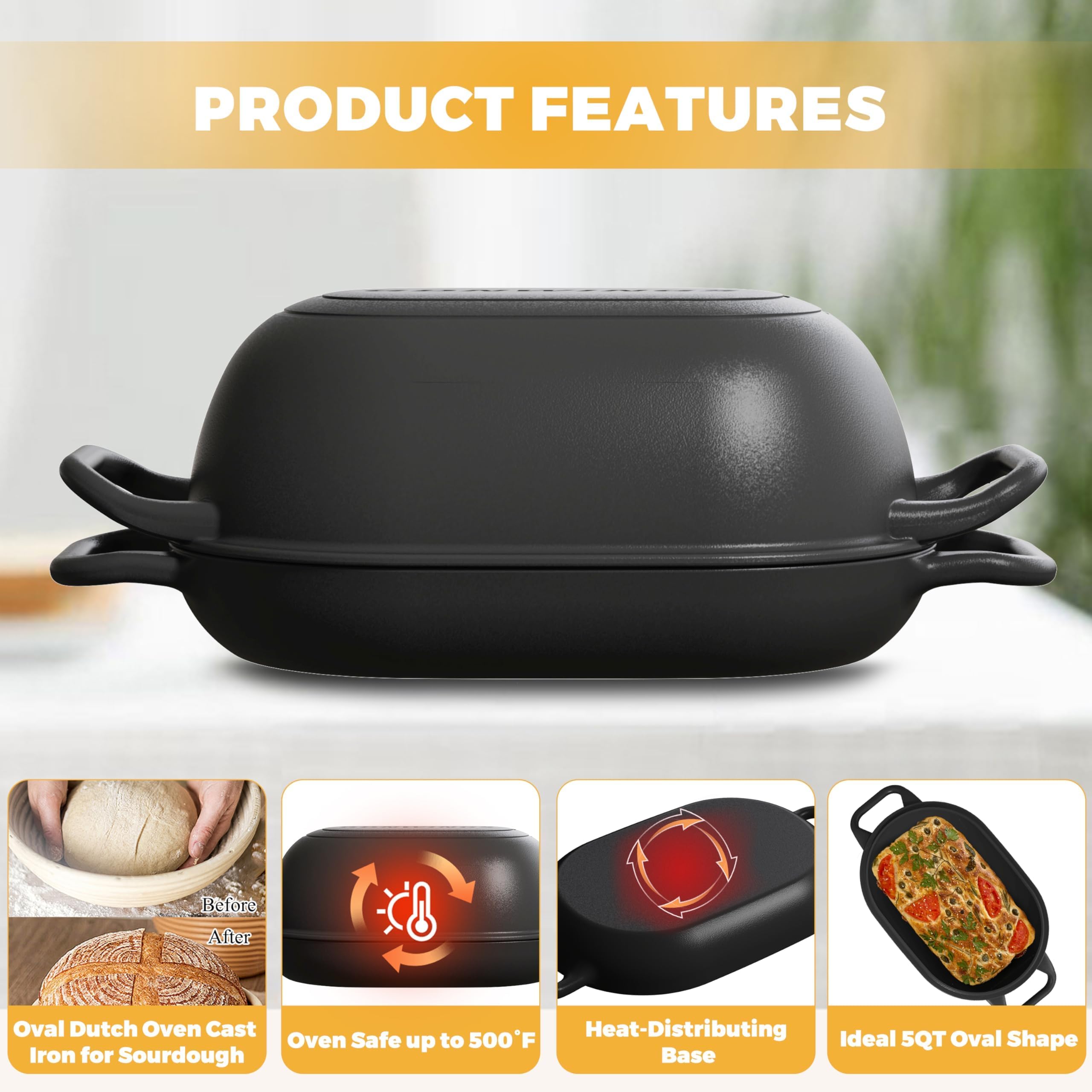 Dutch Oven Bread Baking - 5QT Oval Cast Iron -4 Dutch Oven Bread Baking - 5QT Oval Cast Iron -4