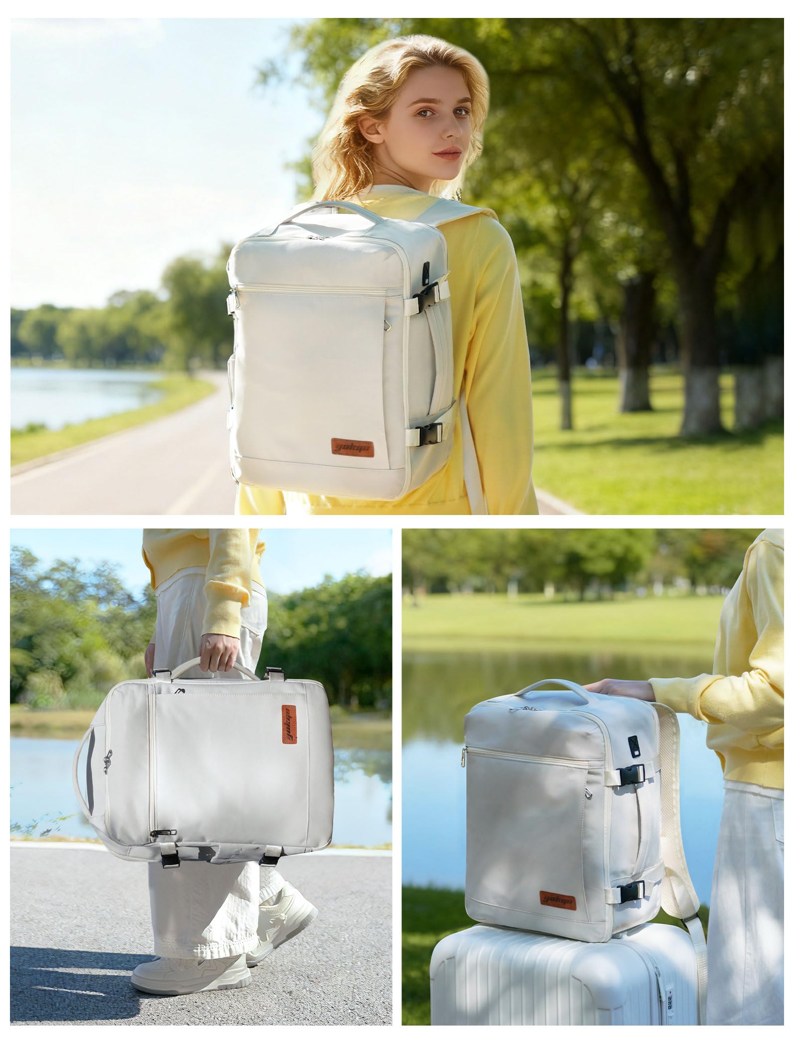 Plecak Kabinowy 40x30x20 cm do Ryanair, Bagaż Podręczny pod Siedzenie Wizz Air Vueling, Plecak na Laptopa 15,6", Wodoodporna Torba Podróżna 24L dla Kobiet i Mężczyzn, Biznes i Turystyka
