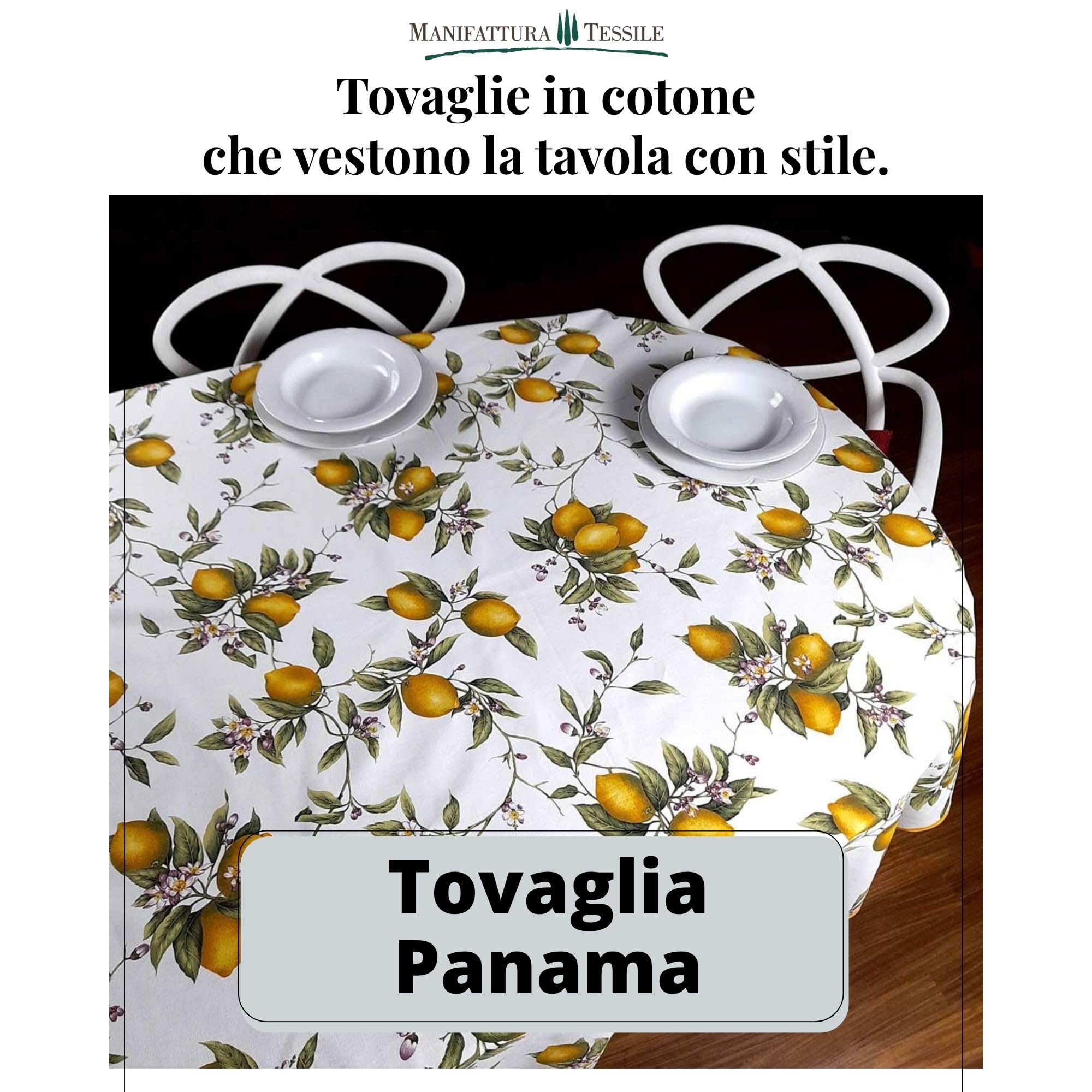 Obrus bawełniany Panama z nadrukiem cyfrowym w różnych rozmiarach - cytryny, owal x12 270