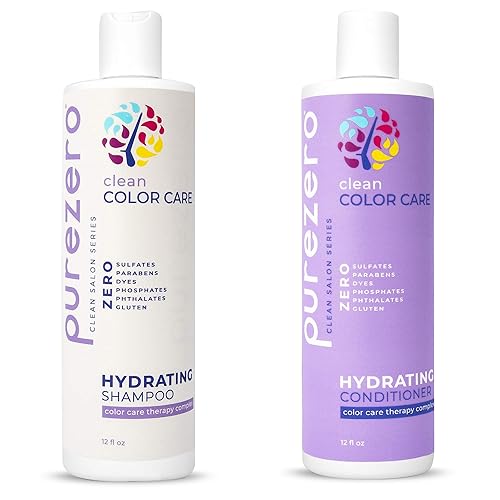Purezero Clean Color Care - Juego de champú y acondicionador hidratante, tonificación, equilibrio para el cabello teñido - Hidrata el cabello seco -