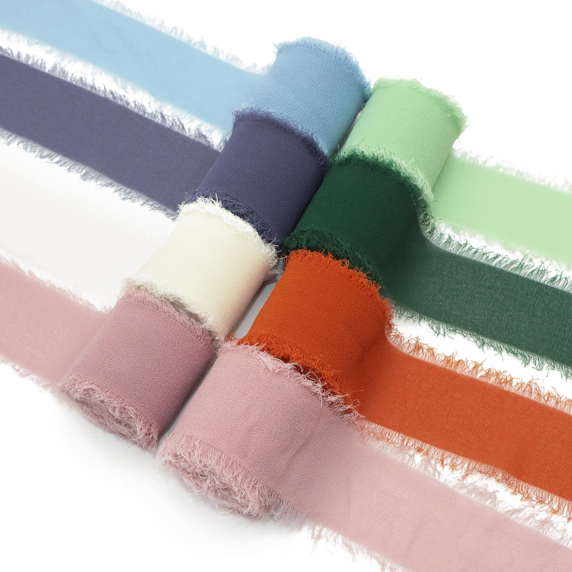 David accessories Handgefertigtes Chiffon-Seidenband, 5,1 cm x 12,7 m, ausgefranste Kanten, Bänder-Set für Hochzeitseinladungen, Brautsträuße, Geschenkverpackungen, Bastelarbeiten (Deep Rose, 5,1 cm)
