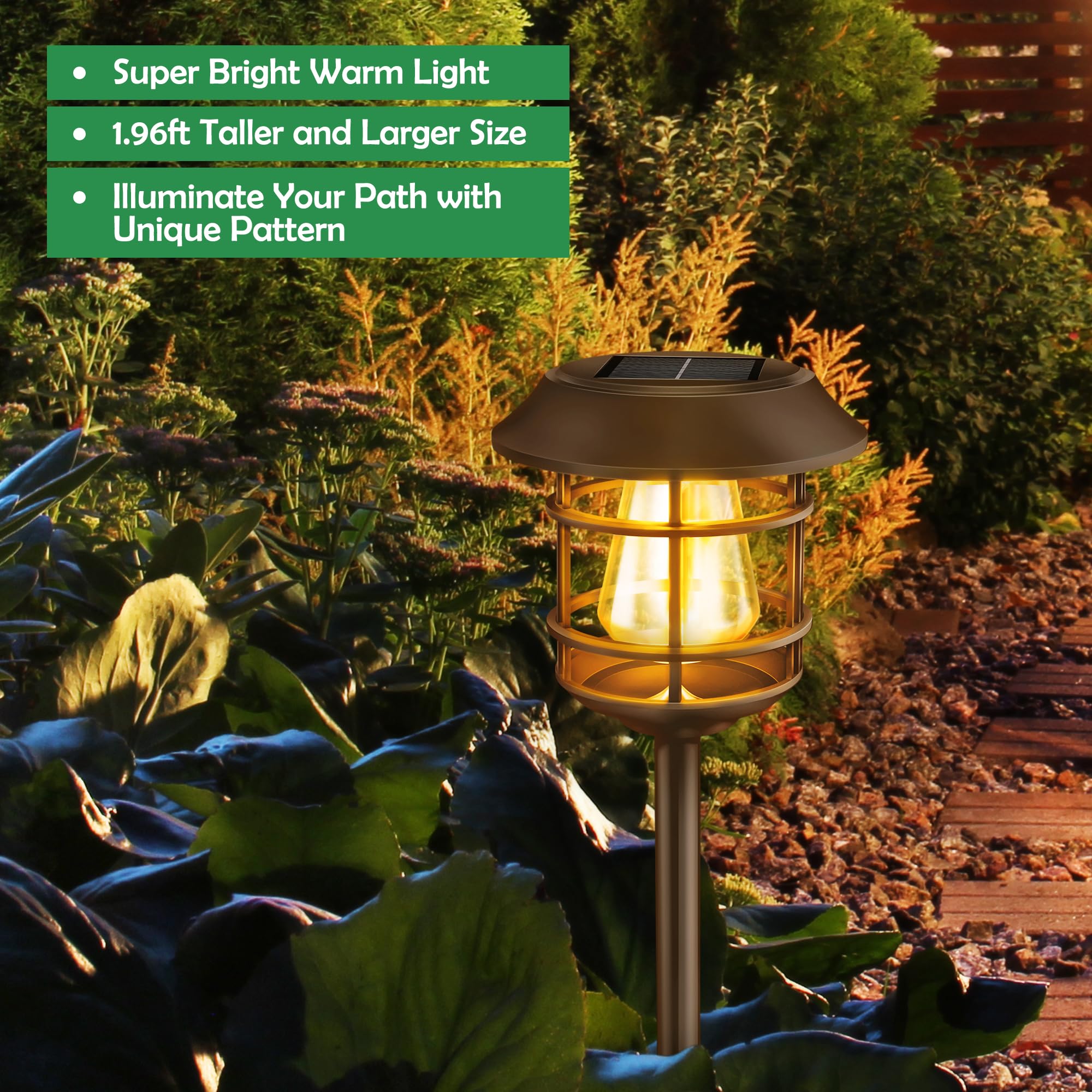 VINEROOF Solar Pathway Lights 8PK Outdoor Garden Yard Lights Waterproof Auto-on/Off Landscape for Lawn Patio Walkway Warm Light (Brown), PTH-080