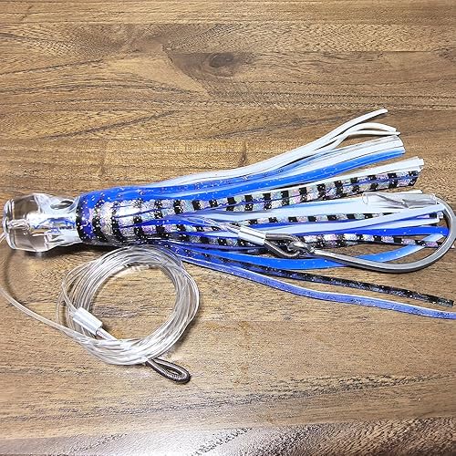 Miniatura 4 de KMUCUTIE Juego de 6 señuelos de pesca de 9 pulgadas, 7 pulgadas, 6.5 pulgadas, marlin, atún, delfín, tiburón, gran juego, señuelos de pesca en mar