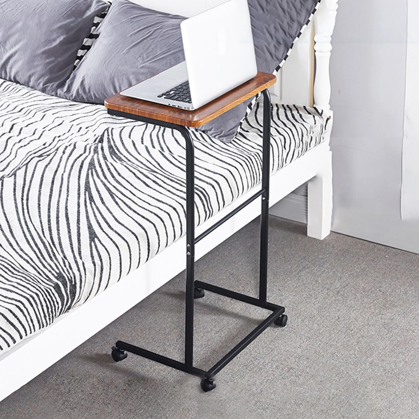 Mesa auxiliar móvil para cama, mesa auxiliar con marco de metal | mesa auxiliar deslizante silenciosa para sala de estar para una alta capacidad de carga