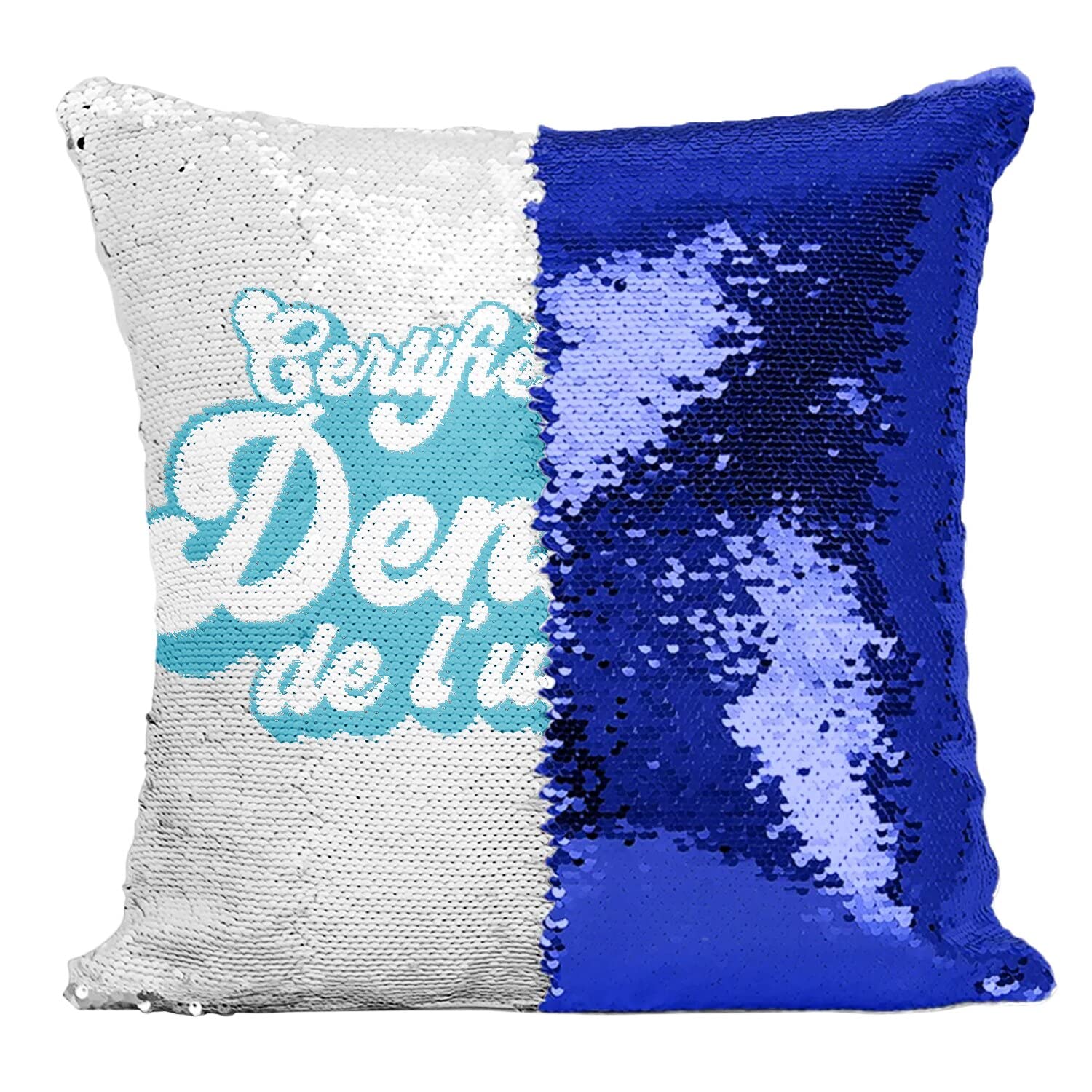 Coussin bleu à sequins avec housse paillettes pour cadeau de dentiste