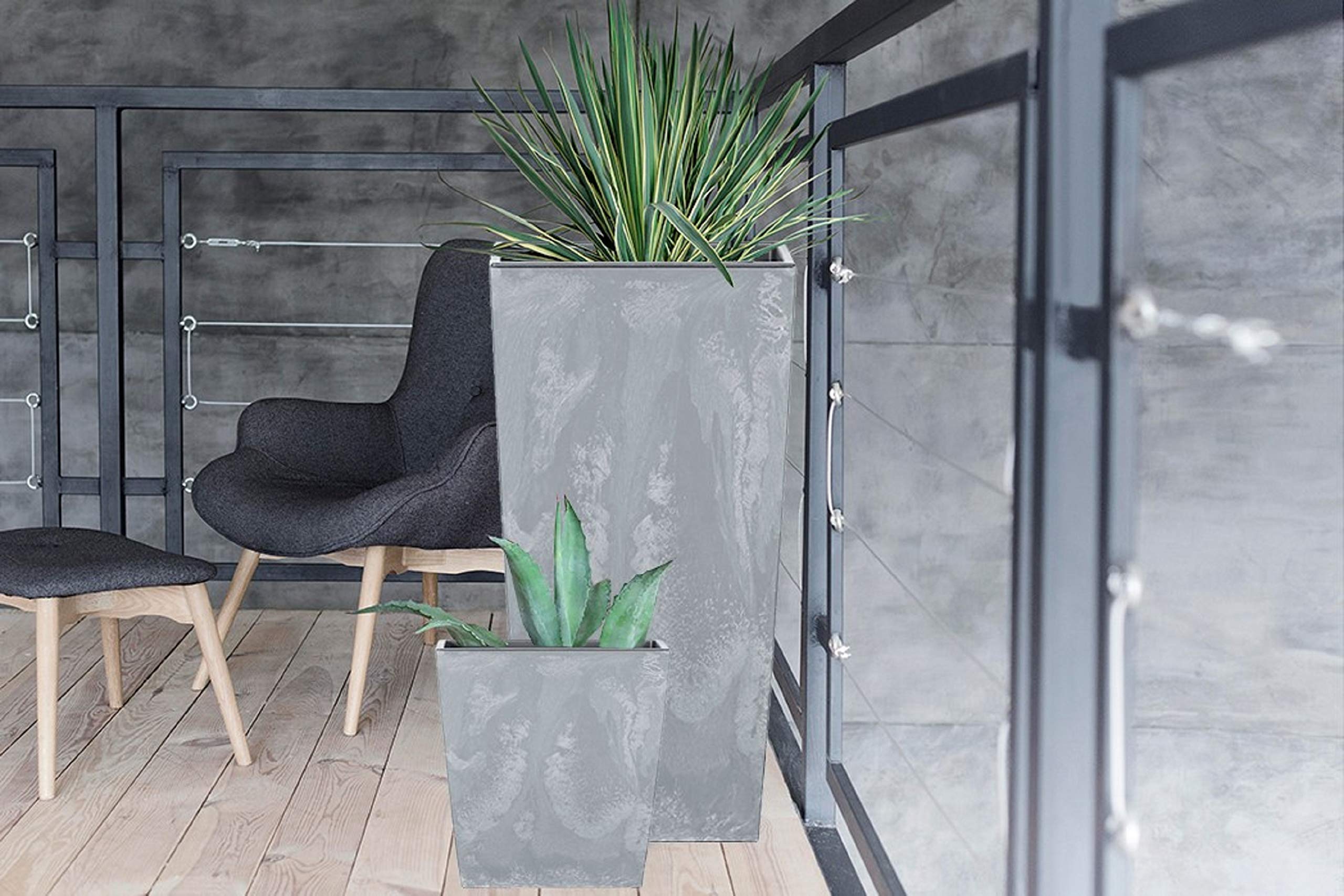 Kasamodern Modern Pot Insert Planter, Large, Gray Cement