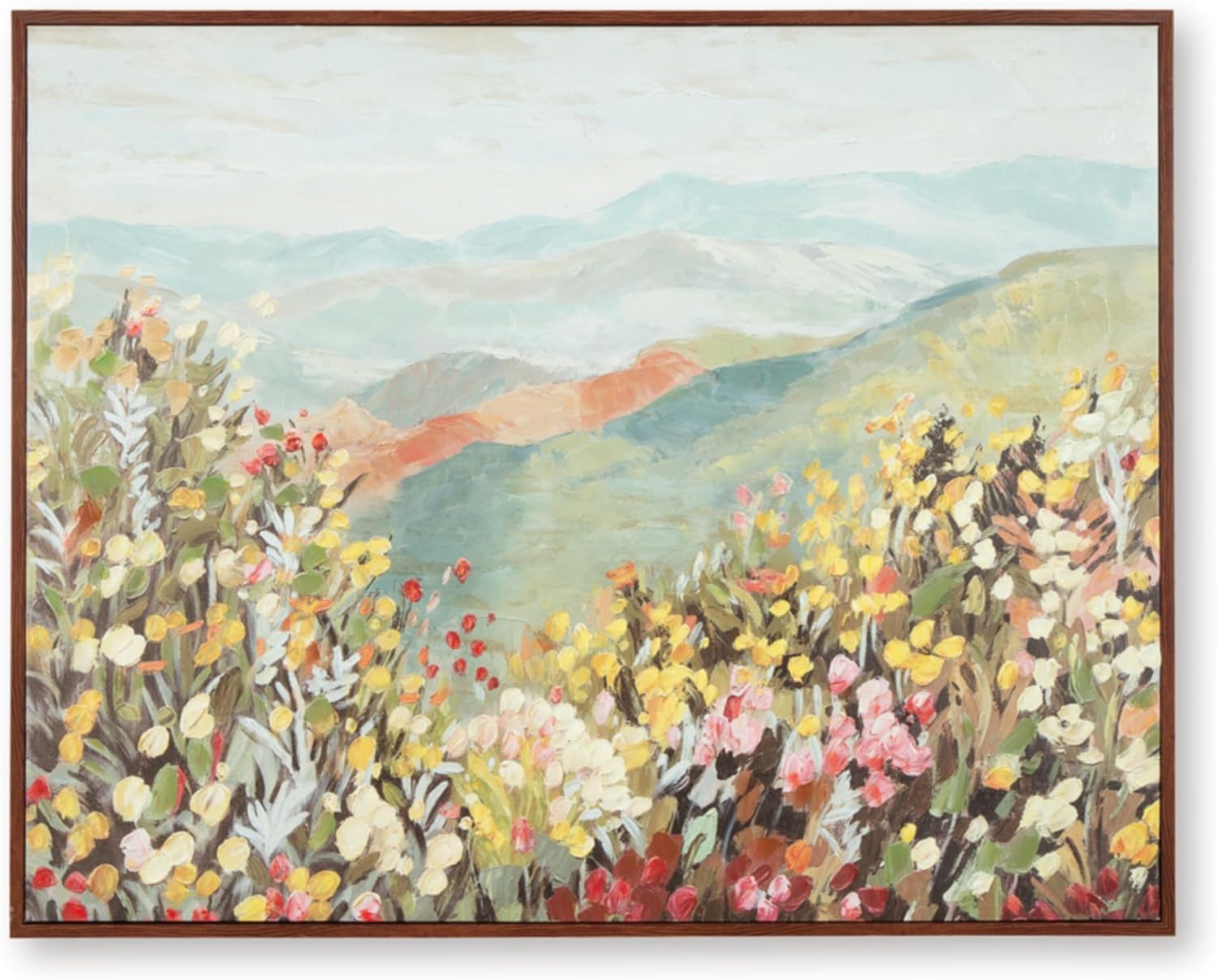 Signature Design by Ashley Pryorley Classic Hand Painted Landscapse Wall Art 50 x 40 Inches, Blue & Yellow