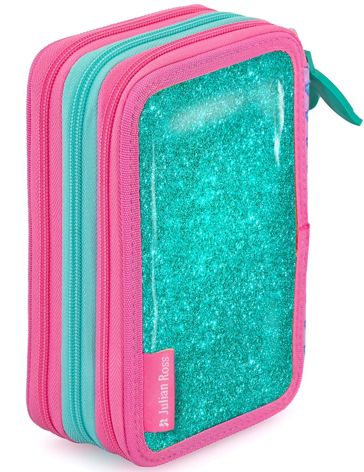 Plumier Triple 45 Piezas – Estuche Escolar Completo con Bolígrafos Gel Borrables, Lápices 4.0 mm, Rotuladores, Tijeras, Pegamento – Ideal Primaria y Regalo niña – Sirena Brillante – Julian Ross