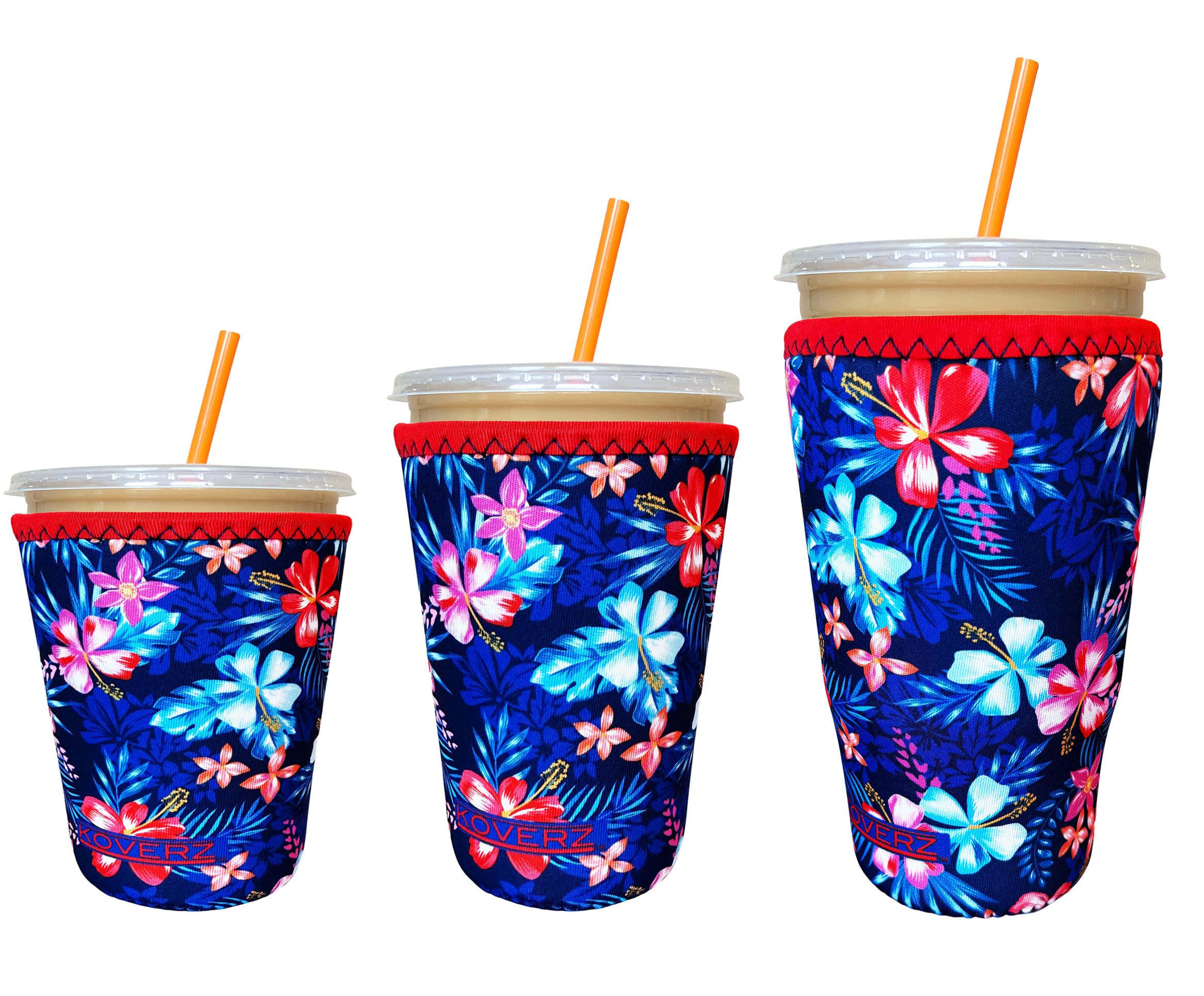 3-Pack Iced Coffee Sleeve SET OF 3 - Hawaiian Floral