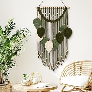 Macrame Wall Hanging Boho Leaves Woven Tapestry Bohemian Chic Home Decor