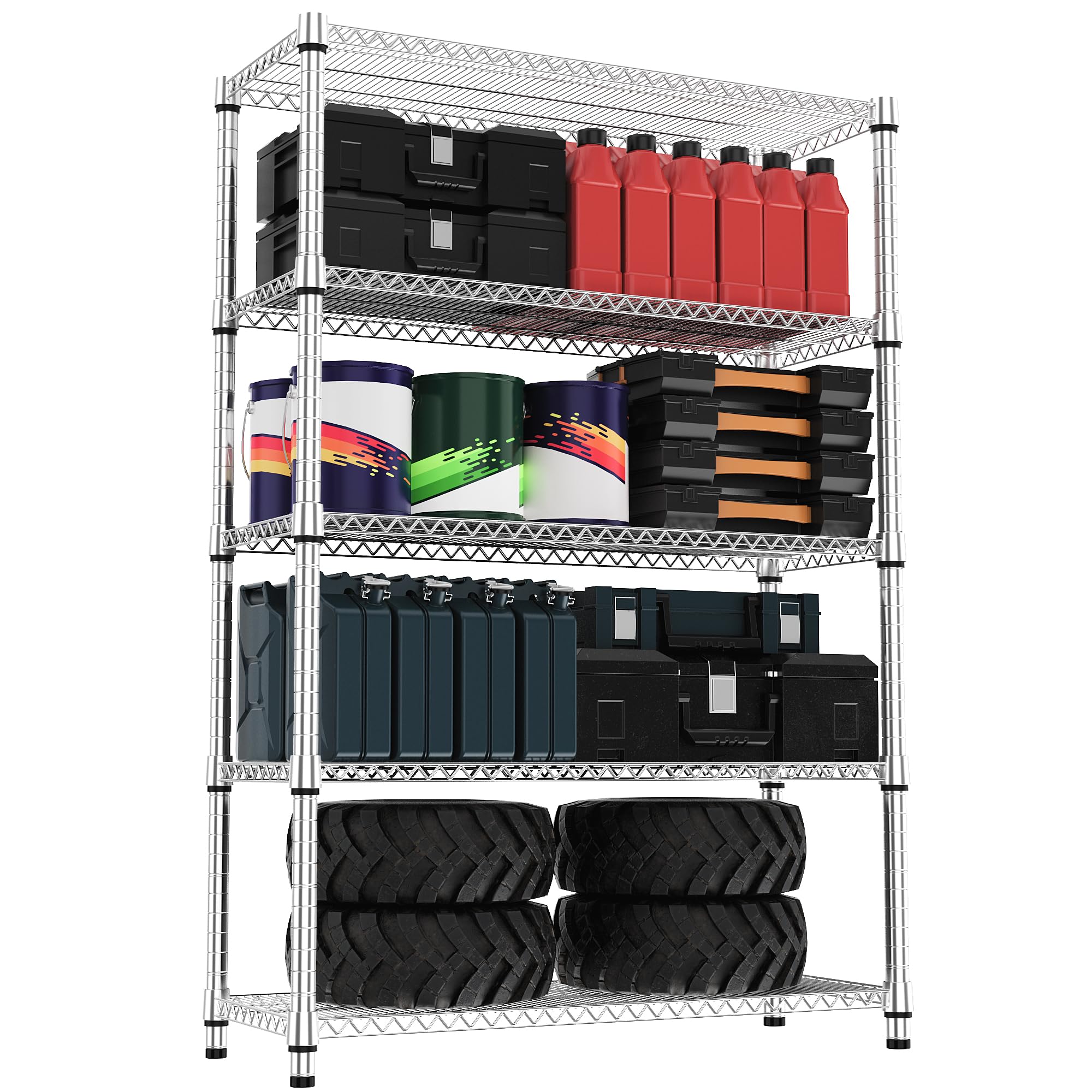 5 Tiers Shelf Metal Storage Shelves 3300 lbs Steel Storage Shelving Utility Shelving Unit Steel Organizer Wire Rack