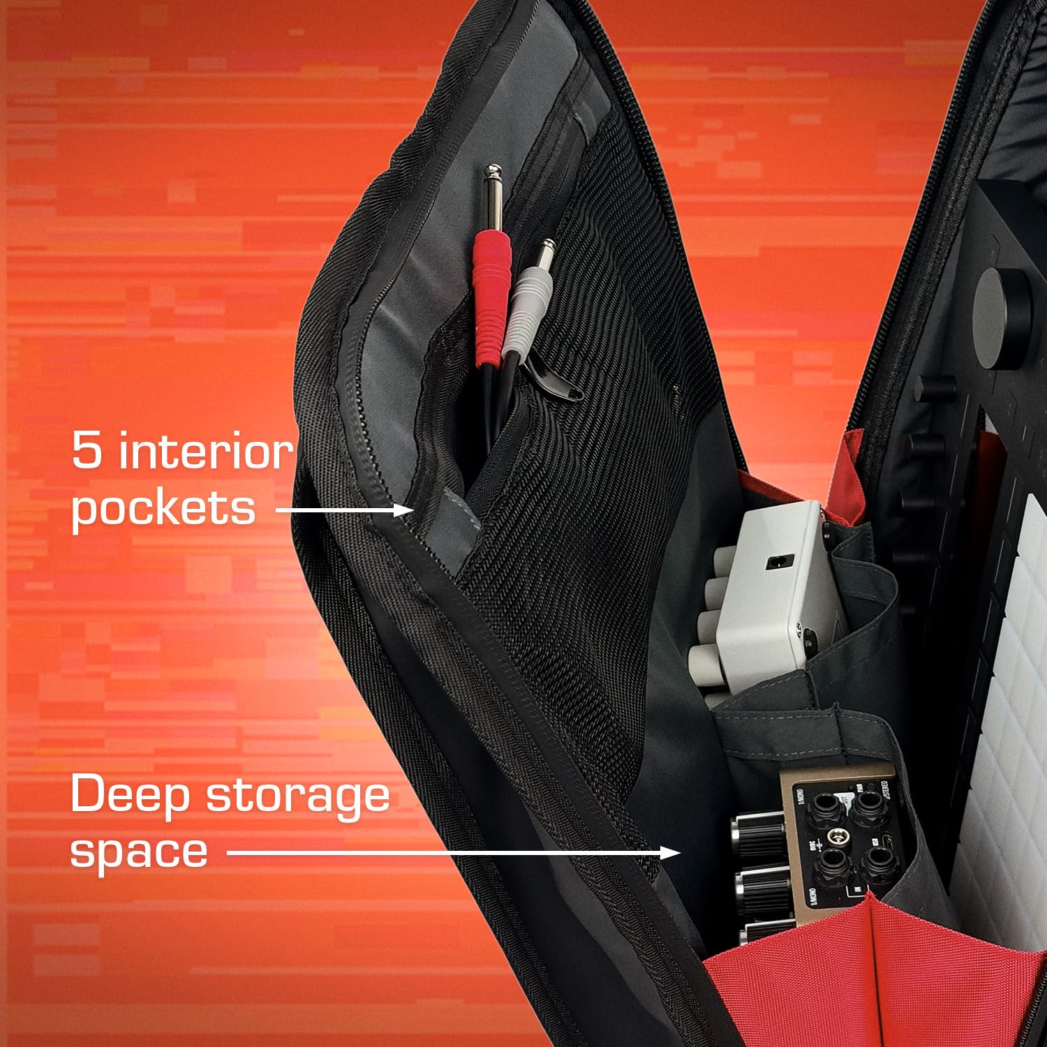 Analogue Cases TRAKPACK Backpack, plecak na sprzęt (solidny plecak transportowy dla producentów i DJ-ów, z 3 warstwami i 11 kieszeniami, odpowiedni dla MPC Live 2, Push 3 i innych)