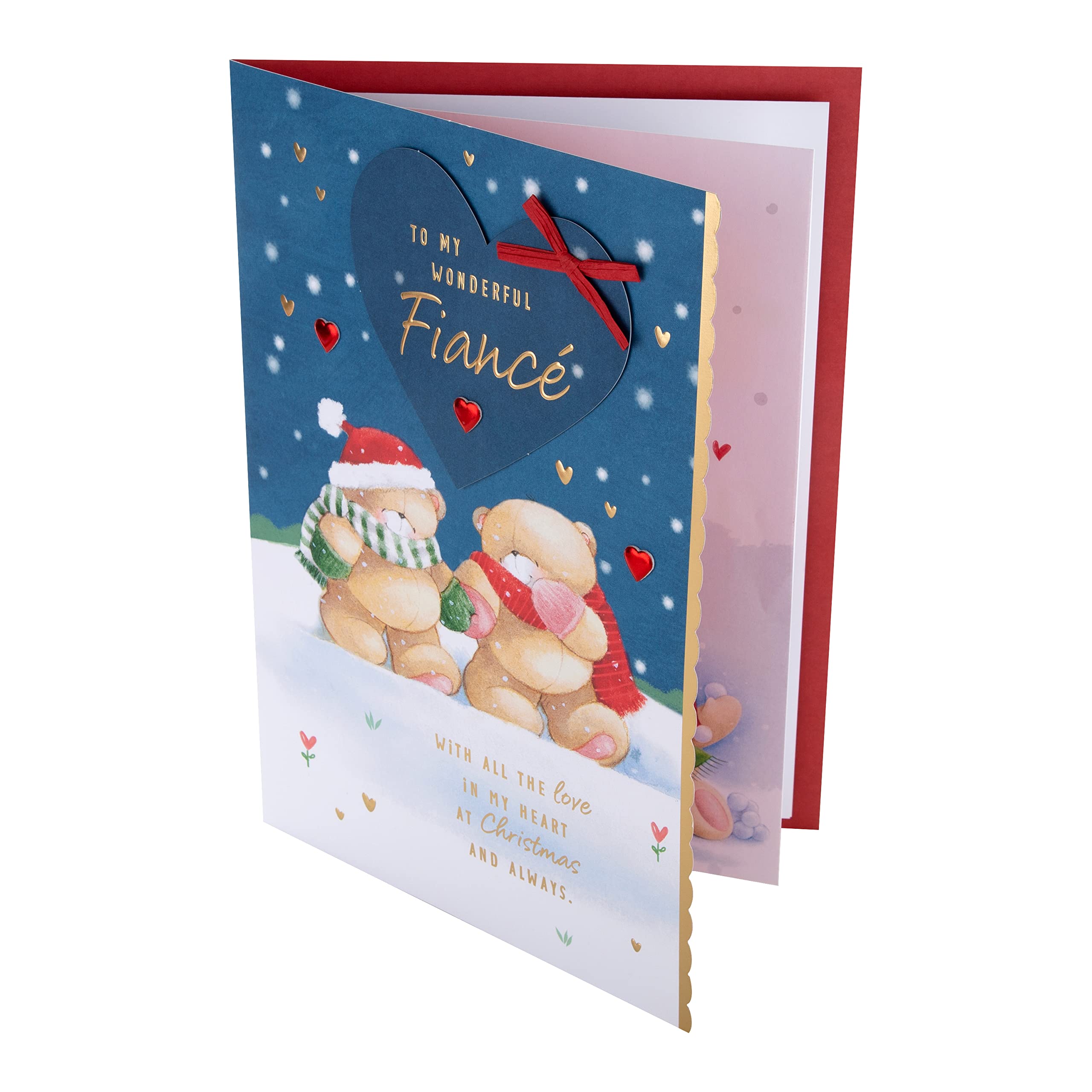 Hallmark Boxed Christmas Card for Fiancé, Cute Forever Friends Winter Love Design, Boxed Winter Love Bears Card Fiance - Image 3