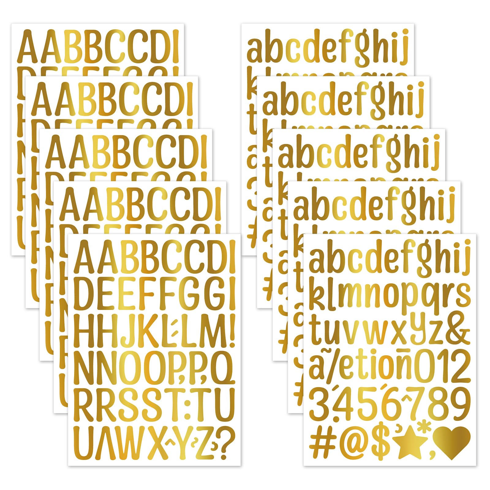 10 Pcs Gold Glitter Letter Number Craft Stickers Set, Glitter Alphabet Stickers, Self Adhesive Vinyl Letter Sticker for Mailbox Scrapbooking Graduation Cap Poster Board Water Bottle