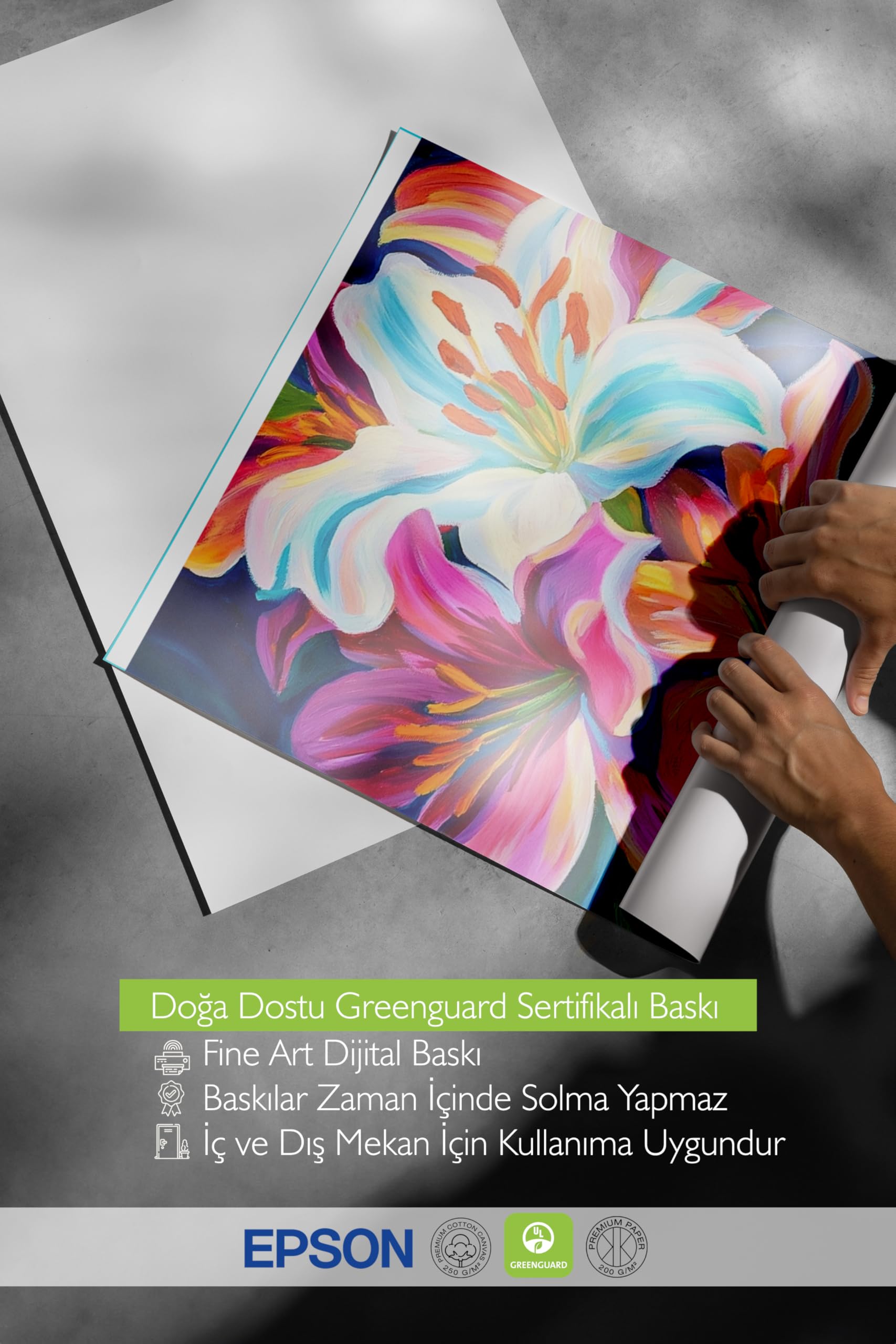 Zestia Siyah Çerçeveli Tablo, Lilyum Çiçekleri, Canlı Renkler, Dijital Boyama Poster No: 107307 15 x 21