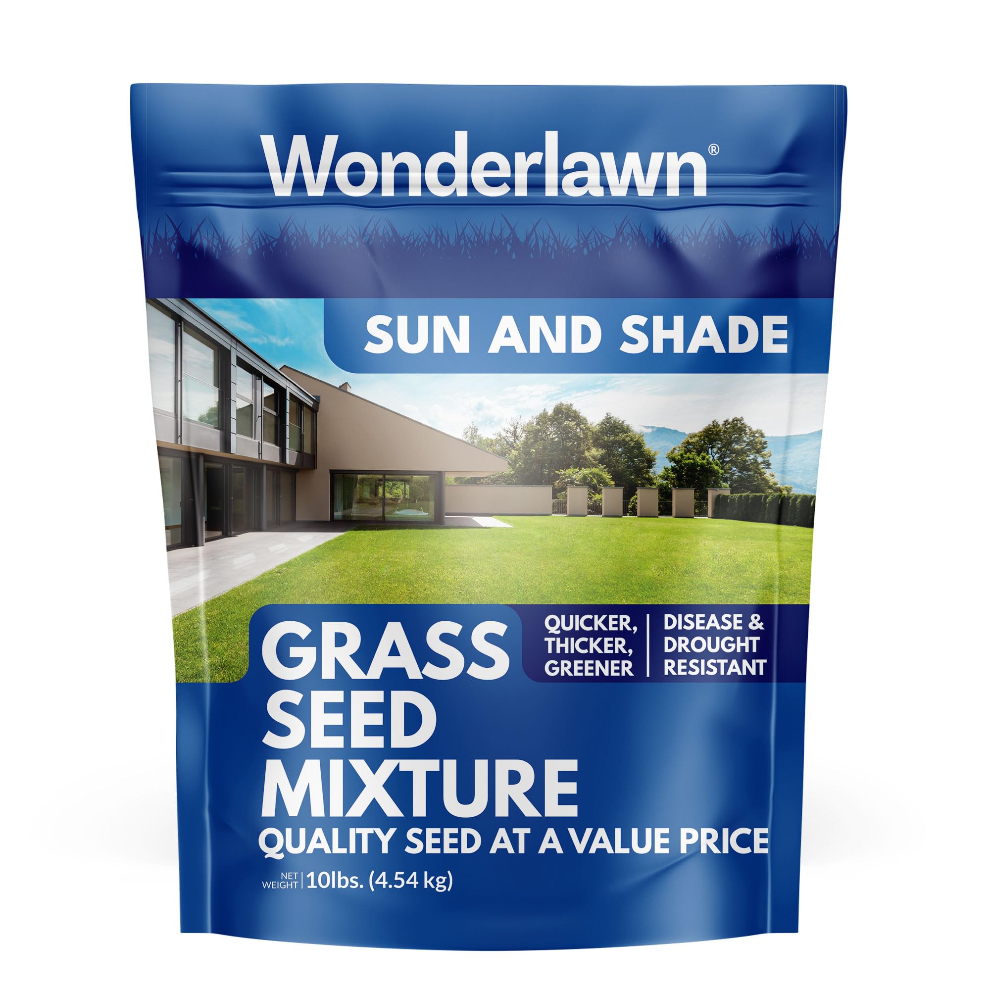 Barenbrug Wonderlawn Sun and Shade Grass Seed Mix for Lawn Care and Landscaping, 10 lbs. Bag