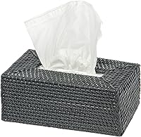 Vista 8 de KOUBOO Loma - Funda rectangular de ratán para caja de pañuelos, caja de pañuelos, caja decorativa, cocina, dormitorio, oficina (negro lavado)