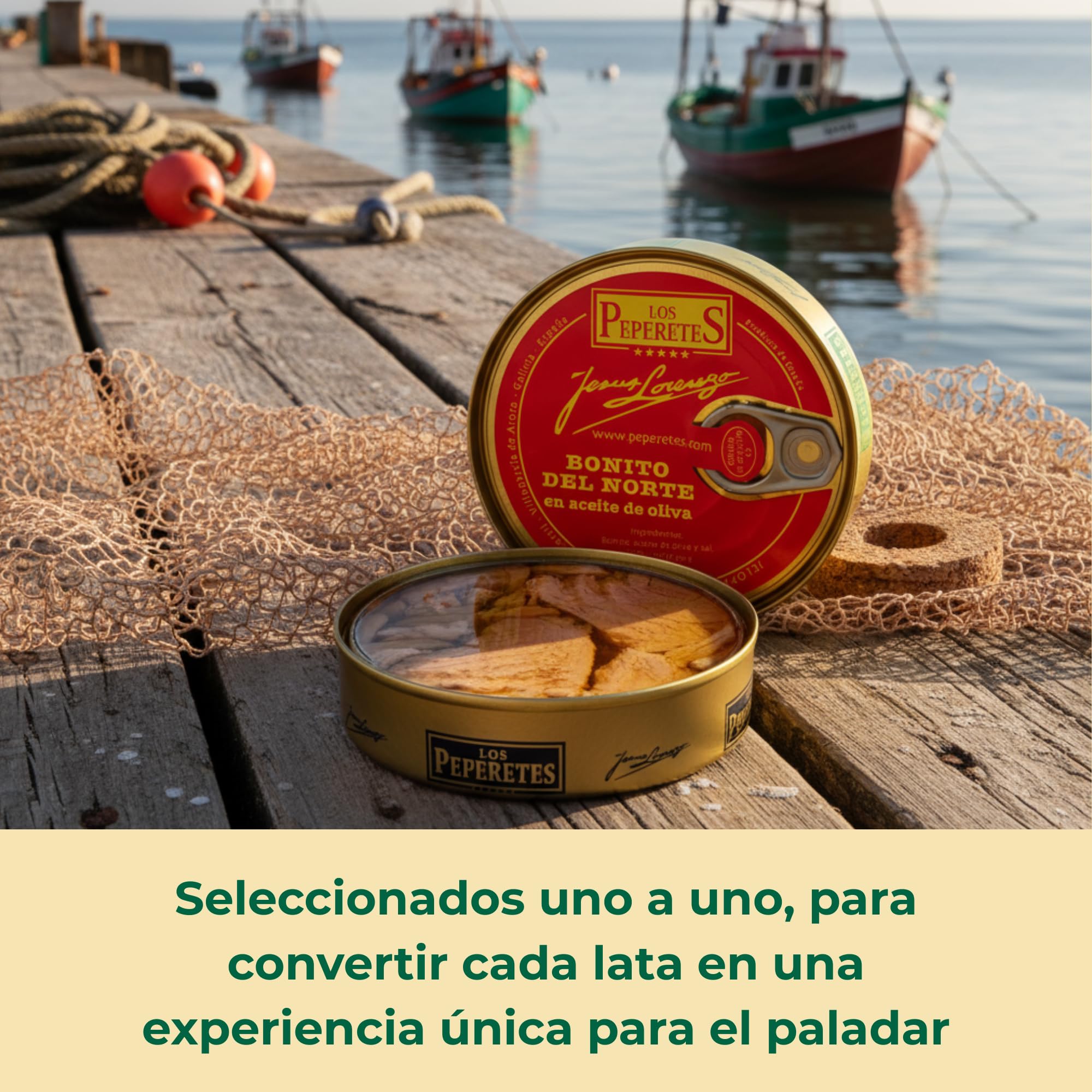 LOS PEPERETES Bonito en Aceite de Oliva 120 g | Atlantischer Gourmet-Bonito | Galicische Handwerkskonserve | Handverpackt in nativem Olivenöl Extra | Natürliches und gesundes Produkt