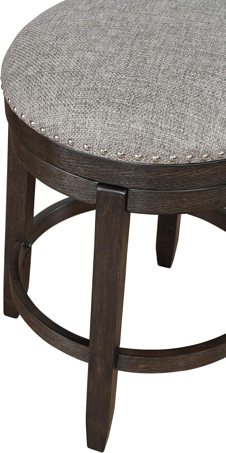 Roundhill Furniture Kessel Brown Brushed Wood Swivel Counter Height Stools, Set of 2