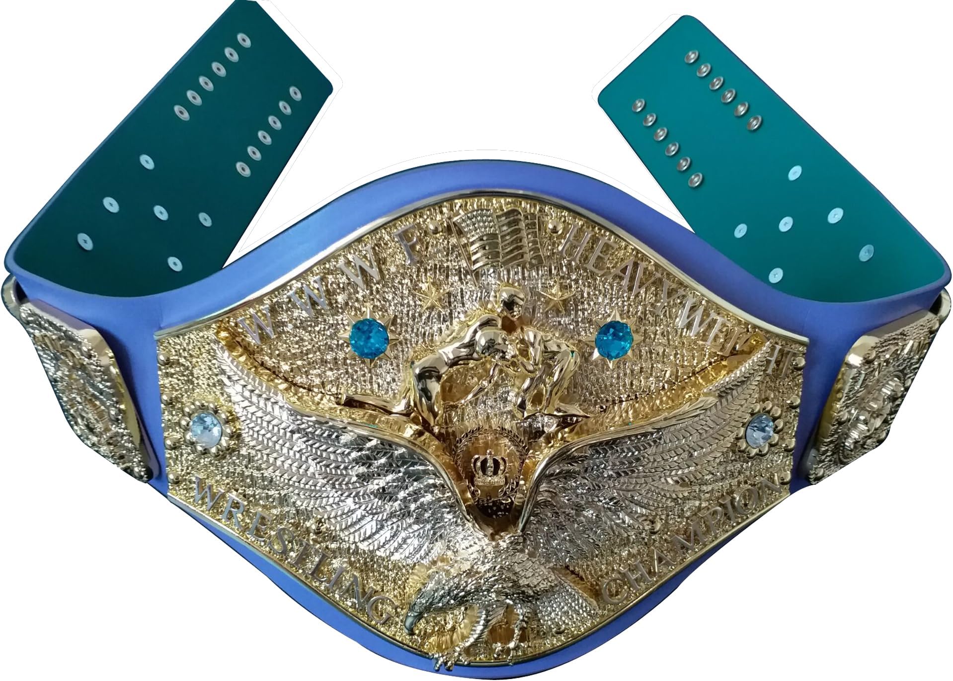 Fandu BeltsBacklund era Adult World Heavyweight Wrestling Championship Replica Belt Blue Strap