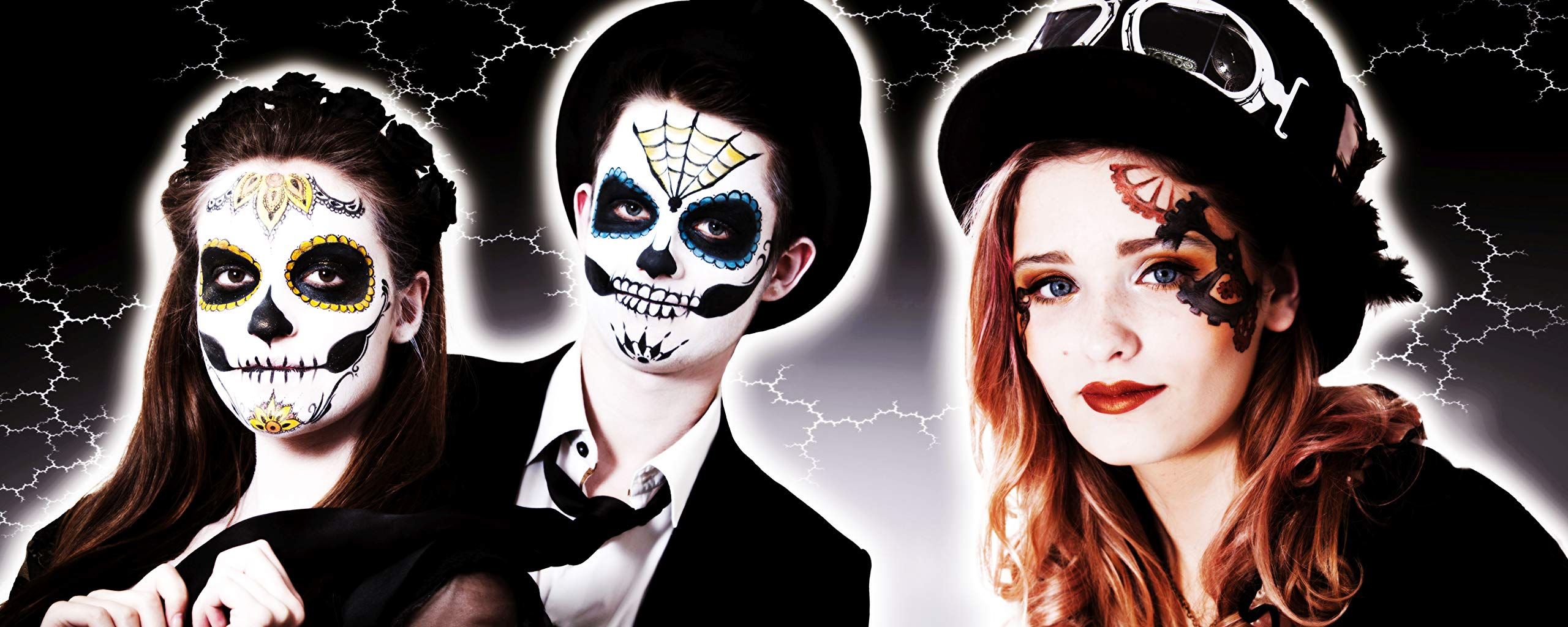 Eulenspiegel - kuferek z zestawem do makijażu Halloween | Bogaty zestaw farb do makijażu i akcesoriów na Halloween, karnawał i imprezy tematyczne