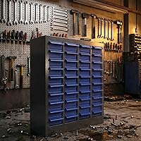 40-Drawer Nut Bolt Organizer Cabinet - ABS Drawers, Alloy Steel Frame, Label System for Screws, Parts Storage in Workshop Garage Home