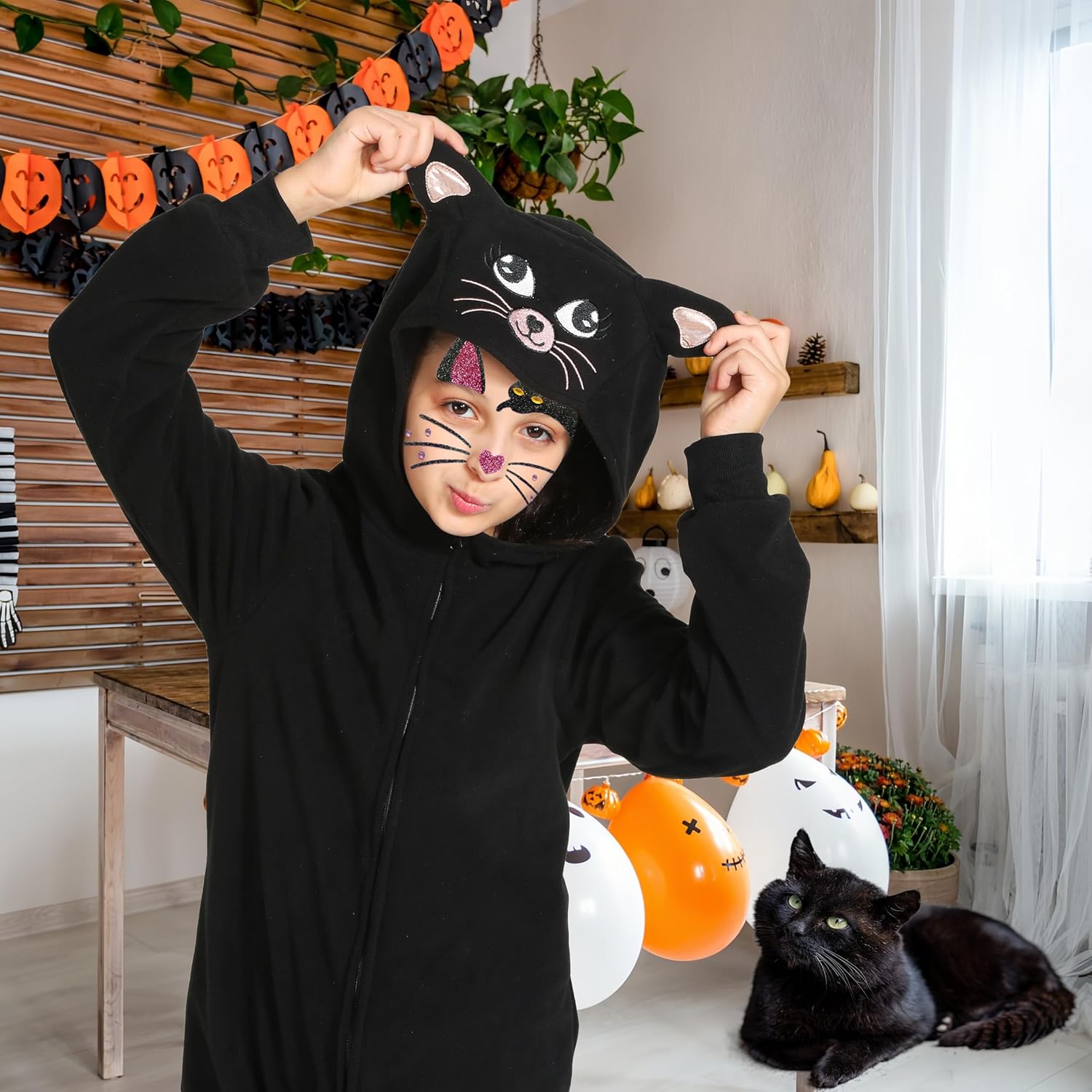 Kids Animal Onesie Boys Girls Black Cat Costume Cheetah Blue Monster Halloween Christmas Kids Cosplay Costume - Image 7