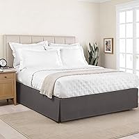 Vista 10 de Falda de cama a medida de hotel de lujo, pliegues de caja, caída de 14 pulgadas, tamaño individual, color blanco