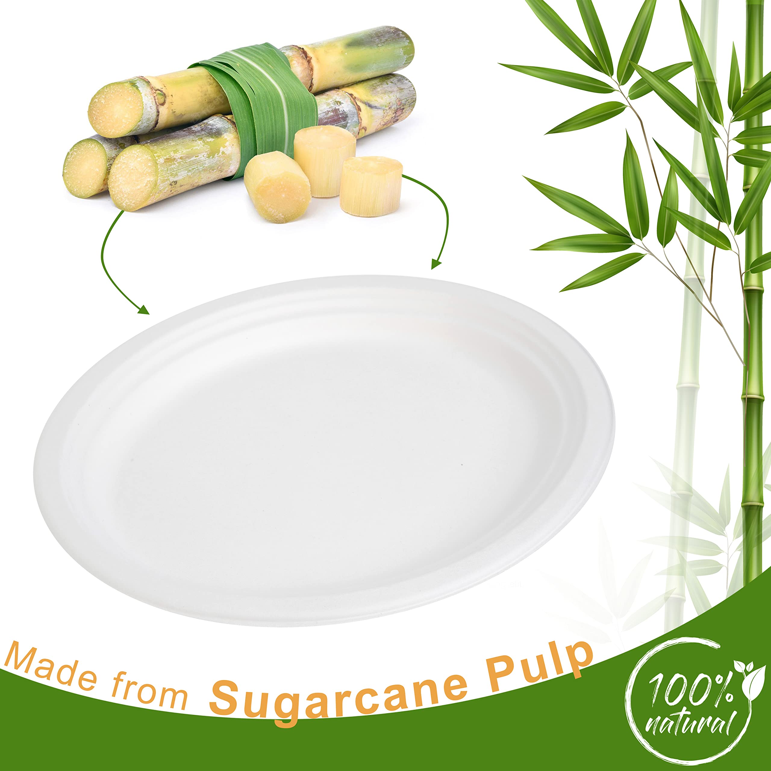 STACKABLES Paquete de 25 bandejas para servir, ovaladas, desechables, color blanco, de caña de azúcar, para fiestas, bodas, catering y fiestas de cumpleaños