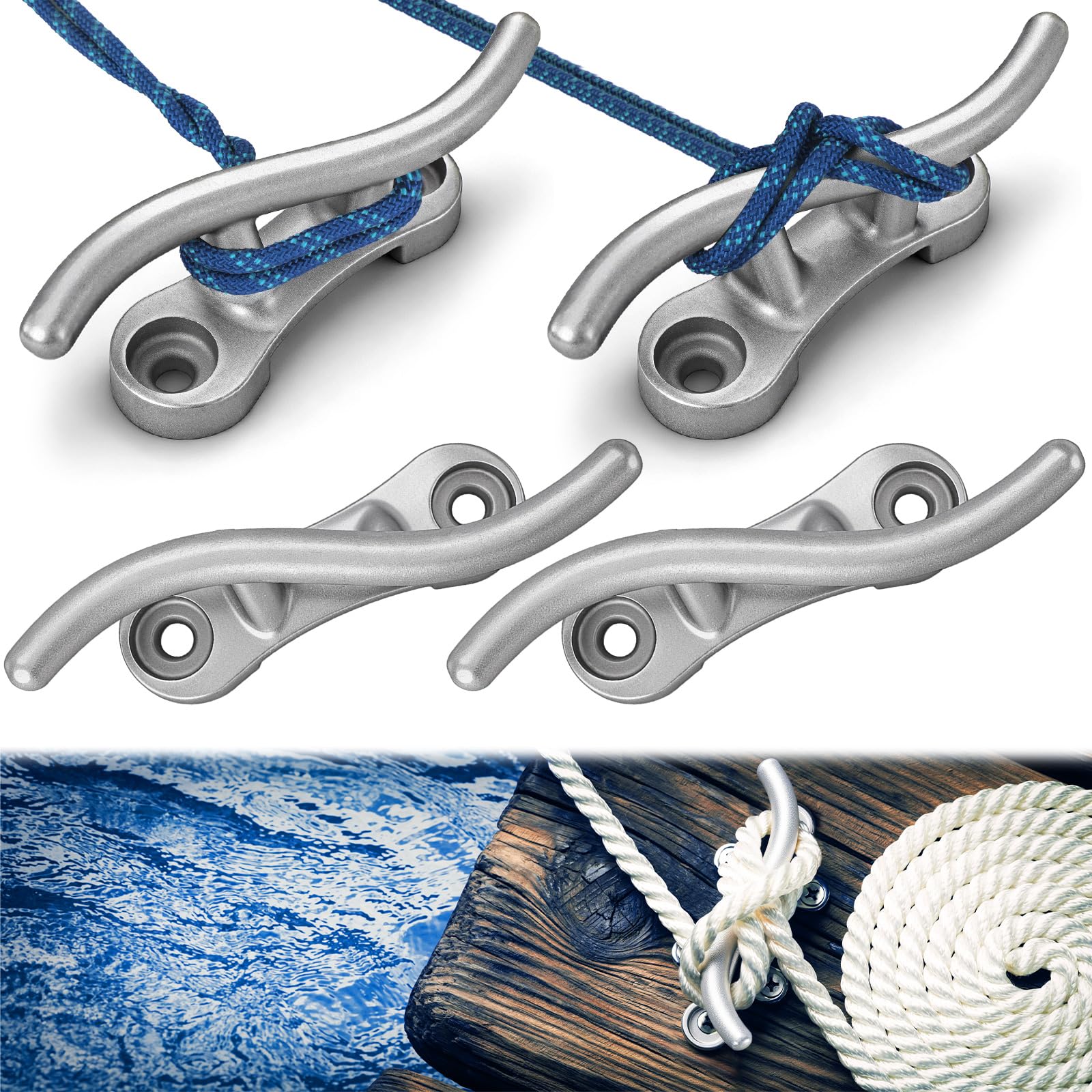 Jenaai Dock Cleats Aluminum Boat Cleats S Style Tie Down