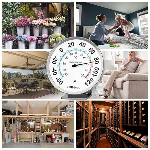 Miniatura 7 de Termómetro analógico de 5 pulgadas para interiores y exteriores, termómetro analógico para actualización de temperatura, termómetros de pared de