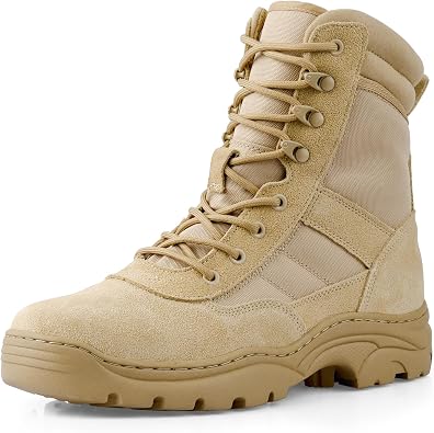 Mens Military Side Zipper Tactical Boots Lightweight Breathable 8 inch Combat Outdoors Boots