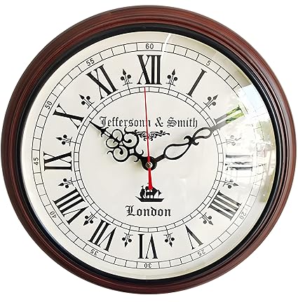 Nautical Gallery Wooden Wall Clock Antique Unique Jefferson Style Art Decorative Clock for Home & Office 12 inch - (Brown)