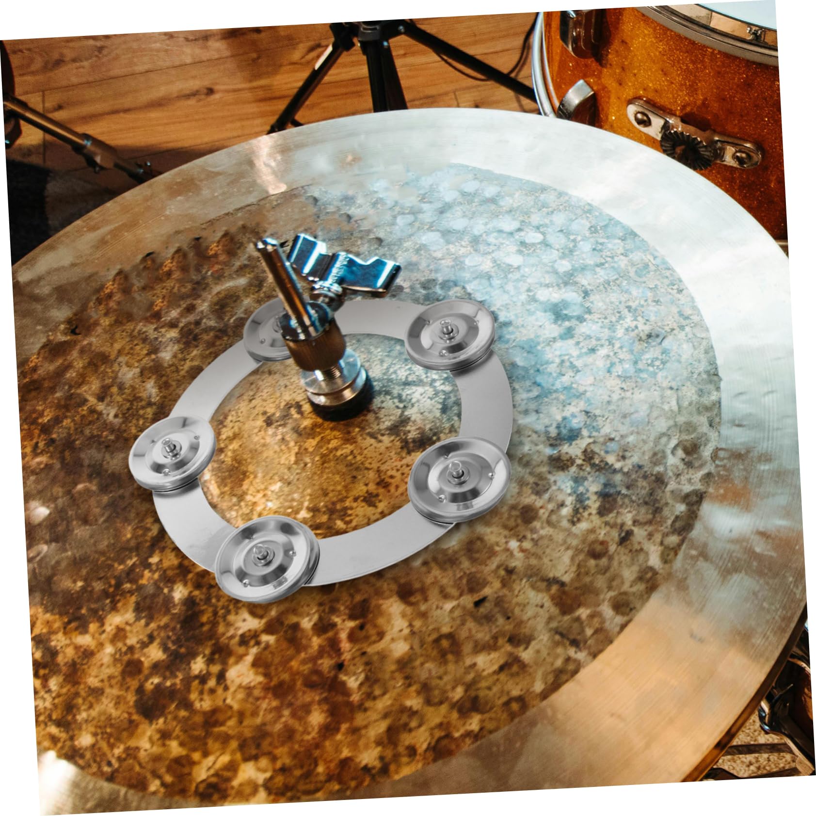 Anillo de Pandereta Metálico para Platillo Splash de Batería, Mejora Efectos de Sonido y Calidad Acústica para Bateristas Profesionales y Prácticas