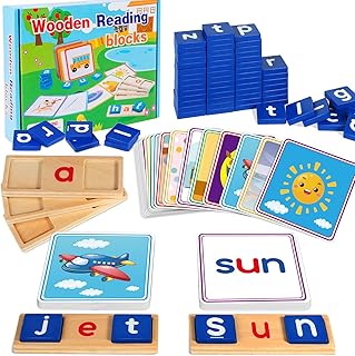 INvench Short Vowel Reading Spelling Games - 125 Pcs CVC Spelling Alphabet Montessori Learning Toy for Preschool Boys Girls 3 4 5 Years Old