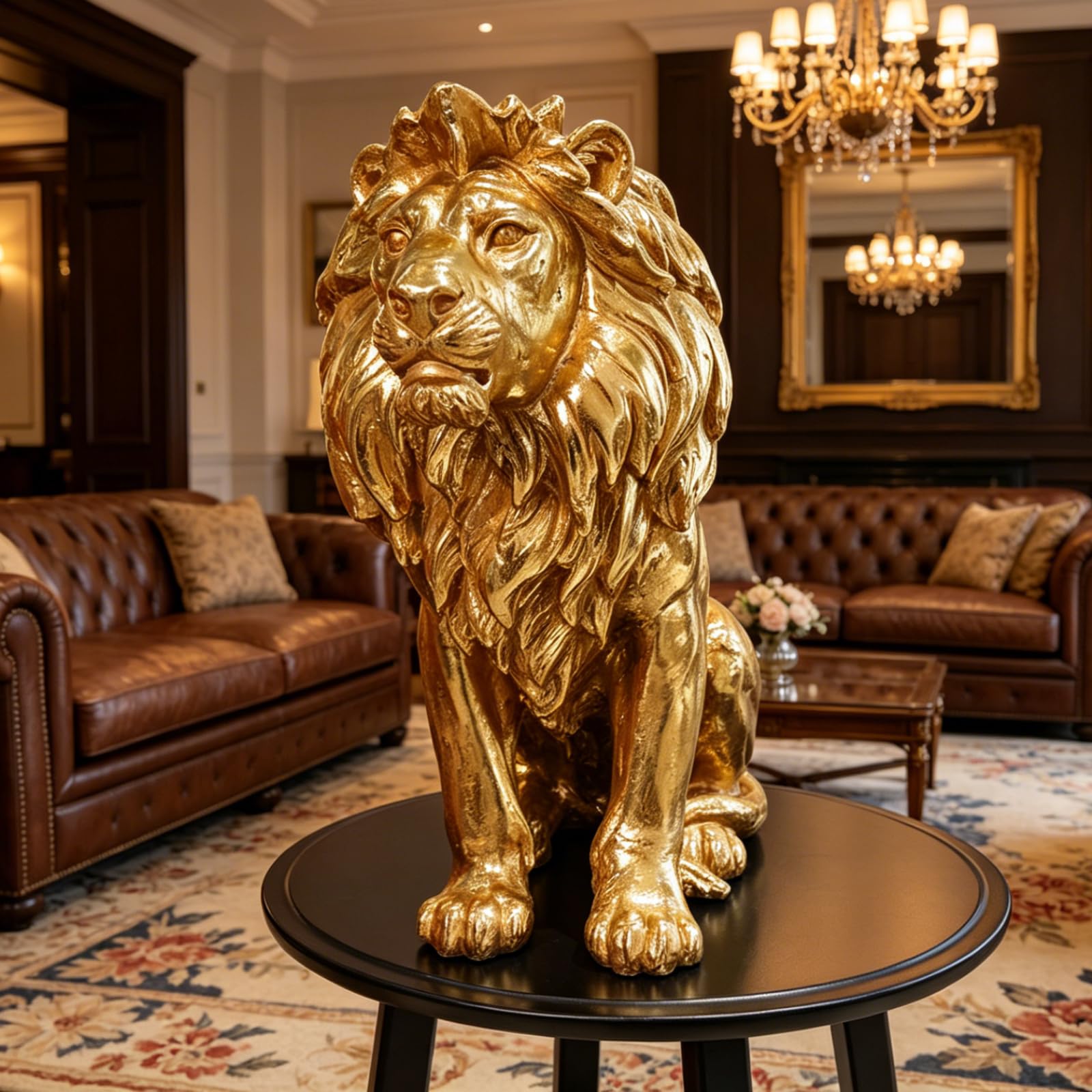 Amazon.com: LC LCdecohome Gold Lion Statue Collectible Figurines
