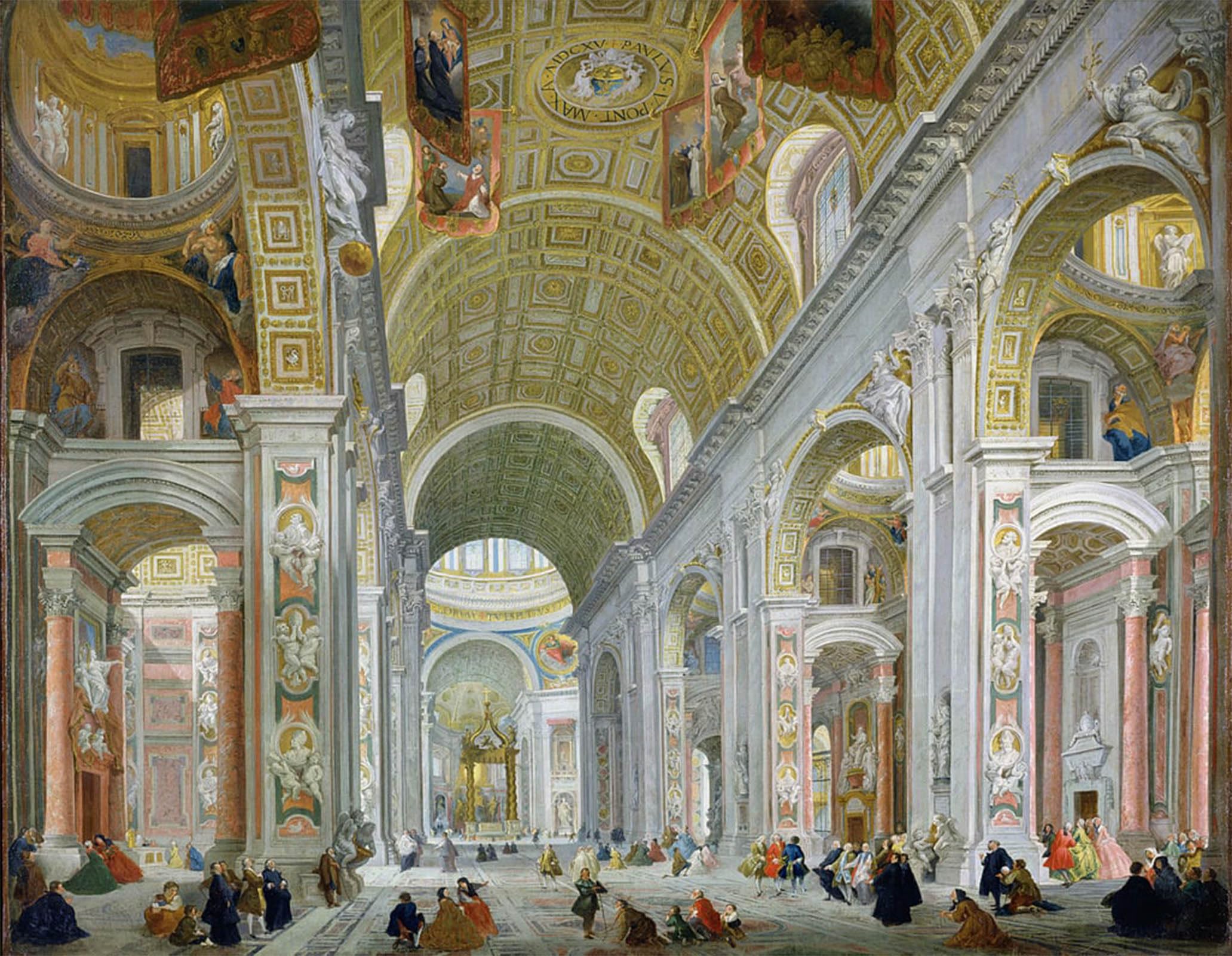 SERENDIPITP Retro Picture Poster Wall Art Pictures Painting Interior of St Peter's by Paolo Pannini Wall Art Canvas Print for Wall Decor 60x90cm