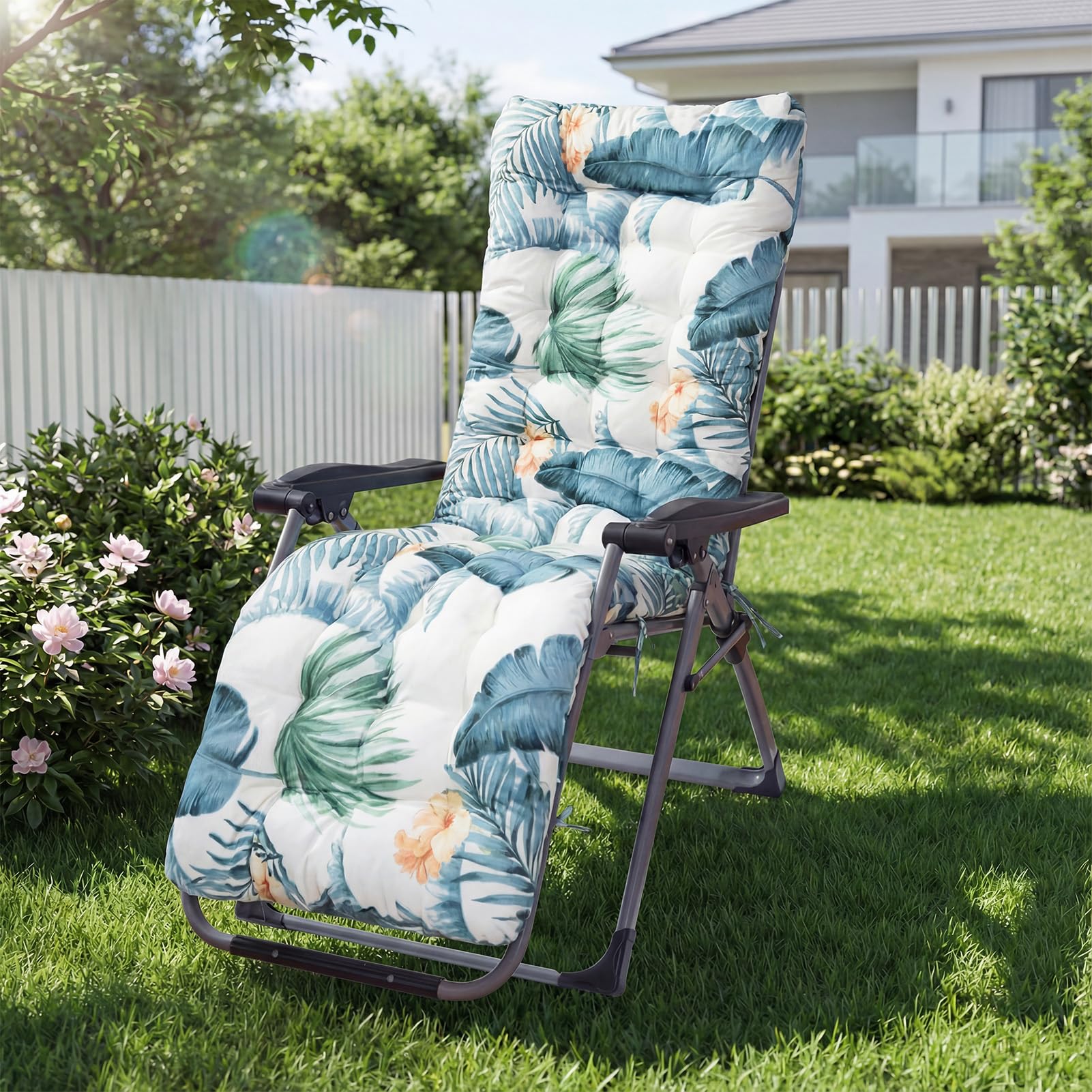 AHSBND Sun Lounger Cushion Outdoor: High Back Replacement Soft Non Slip Seat Pads 170x53cm for Indoor Recliner Chair Patio Garden Porch Furniture Beach (Hawaii)