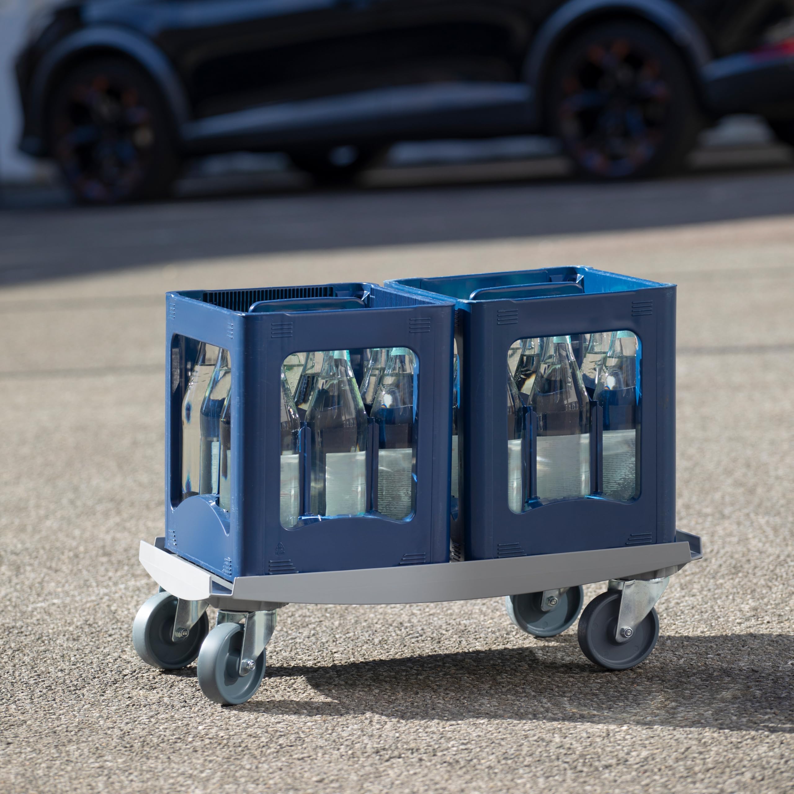 Meister Carrello per il trasporto 620 x 420 mm – per contenitori europei 600 x 400 mm – portata 250 kg – telaio in ABS – Ruote TPE/Euror Scooter/aiuto per il trasporto di scatole impilabili /
