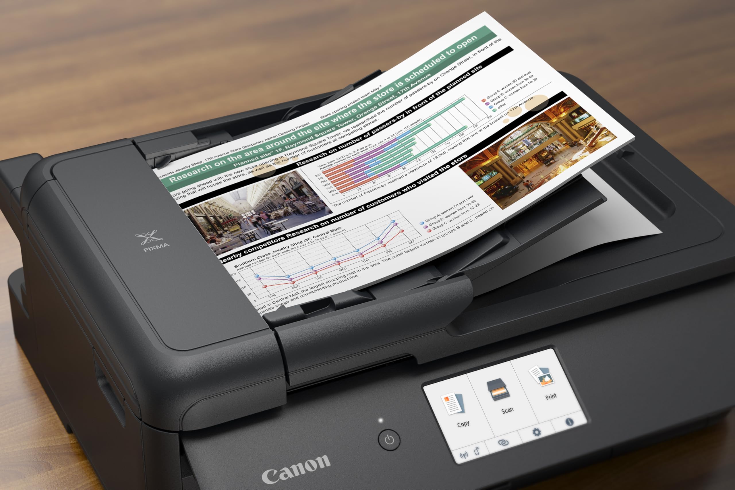Canon PIXMA TS9550a Drucker Farbtintenstrahl Multifunktionsgerät DIN A4 A3 (Drucker A3, Scanner, Kopierer, 5 Separate Tinten, WLAN, LAN, Print App, 2 Papierzuführungen, Duplexdruck) schwarz