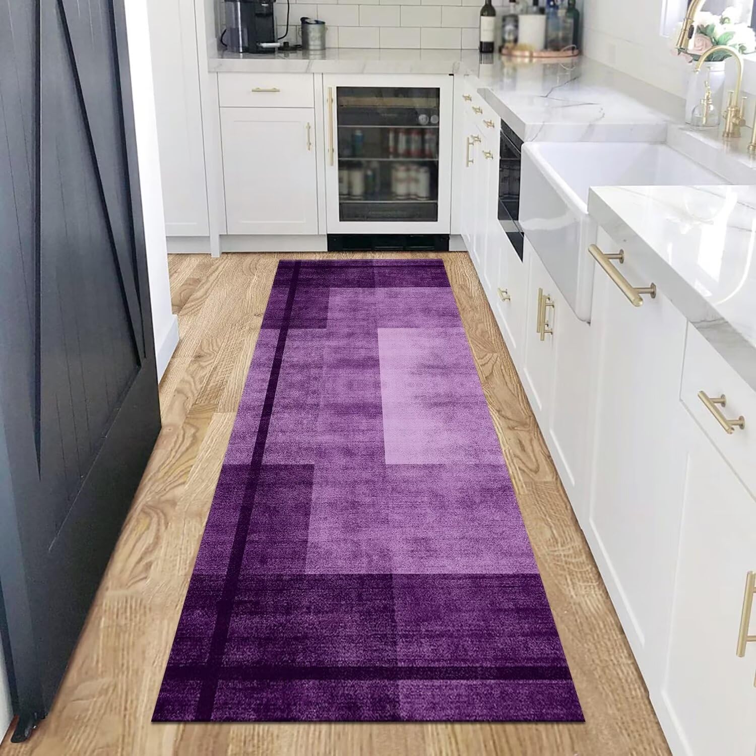 Alfombras de Pasillo Larga Alfombra Cocina Antideslizante Lavable Alfombras de Entrada Interiores Duradero 50X200CM Alfombras Corredor Morado Salón Dormitorio Baño del hogar Alfombrillas