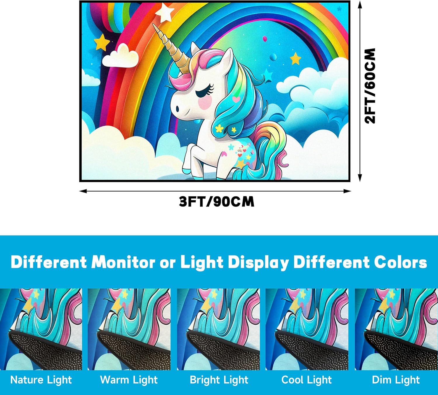 2' x 3' Unicorn Rugs for Kids Girls Bedroom Rainbow Area Rug Carpet Living Room Washable Doormats Women Indoor Non-Slip Floor Mat