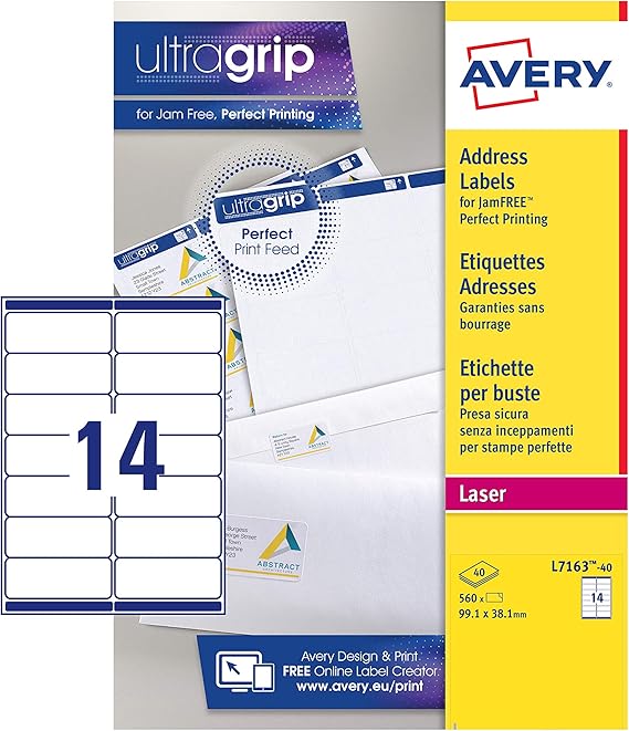 Avery Self Adhesive Address Mailing Labels, Laser Printers, 14 Labels ...