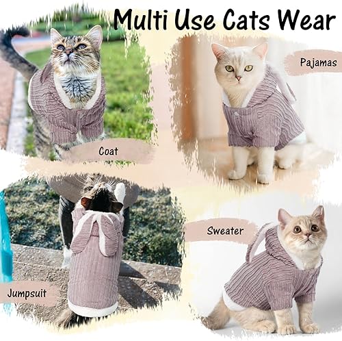 Miniatura 9 de DENTRUN Sphynx - Disfraz de conejo de gatos sin pelo, sudadera cálida con capucha para invierno, linda sudadera transpirable para gato, adorable