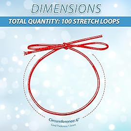 Mandala Crafts 6 Inches Pre-Tied Stretch Loops with Pre Tied Bows from Elastic Ribbon - 100 Red Elastic Bows Boxes Bows Tags Gift Elastic Wrapping Cord String