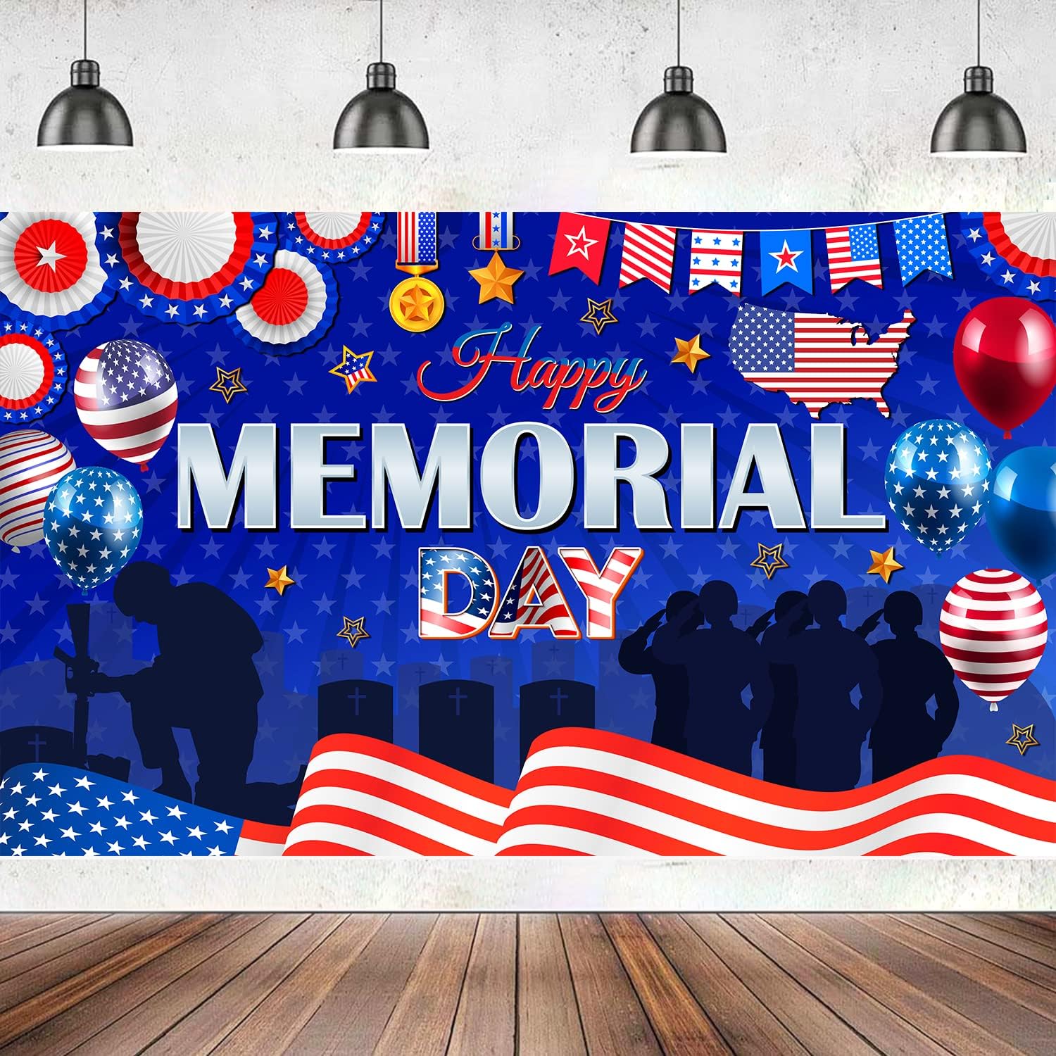 Memorial Day Party Decorations, Large 71'' x 43'' Memorial
